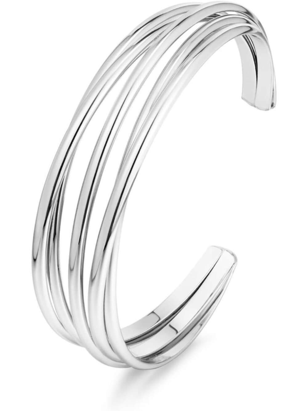 Women's Wire Hollow Silver Chunky Gold Multi Layer Wire Cuff Adjustable Bracelet